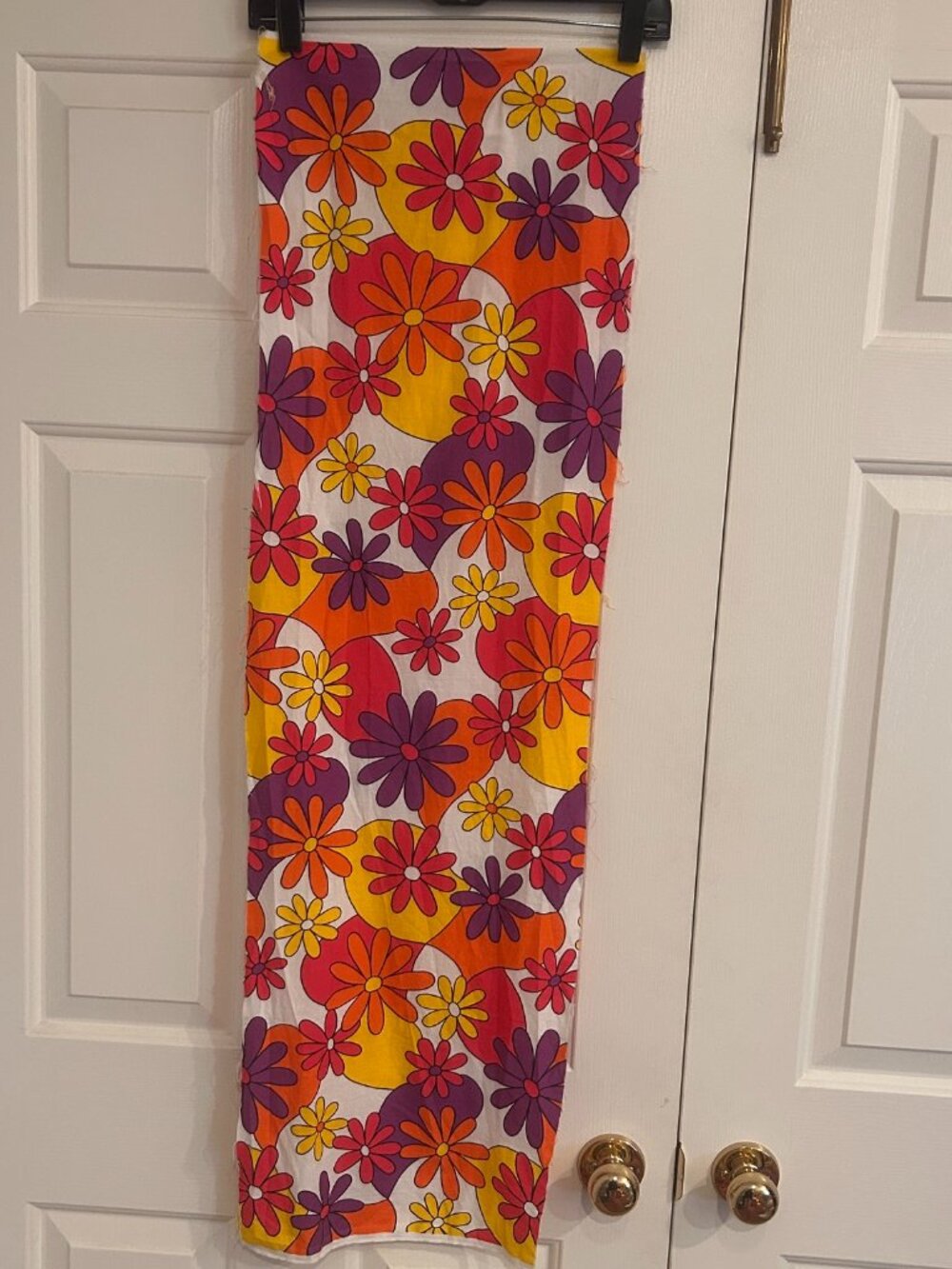 Bright Colorful Flowered floral Fabric Panel 1980s